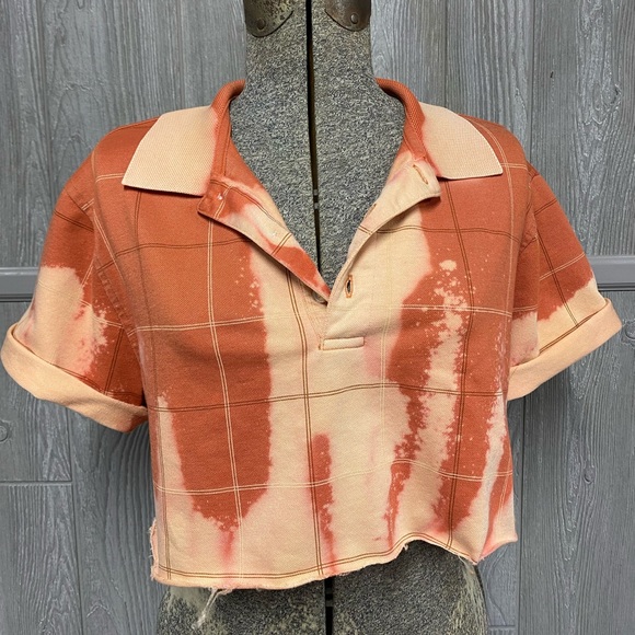 Van Heusen Tops - Rust Bleached Mens Style Button Up Crop Top Womens M/L